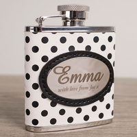 Personalised Polka Dot Print Hip Flask