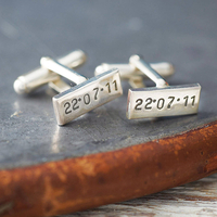 Personalised Posh Totty Designs Sterling Silver Rectangle Cufflinks