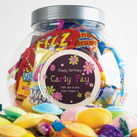 Personalised Retro Sweet Jar - Floral Birthday