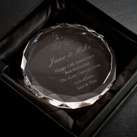 Personalised Round Glass Paperweight - Anniversary