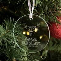 Personalised Round Hanging Glass Token - Christmas Washing Line