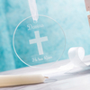 Personalised Round Hanging Glass Token - Cross Risen