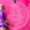 Personalised Round Hanging Glass Token - I Love You