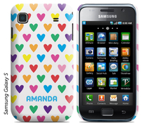 Personalised Samsung Phone Cover - Coloured Hearts