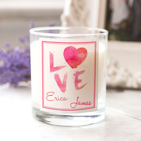 Personalised Scented Candle - Watercolour Love Paint