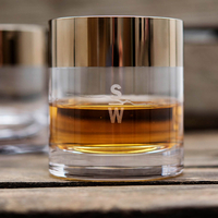 Personalised Set Of 2 Bronze Rim Crystal Glasses - Initials