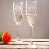 Personalised Set Of 2 Champagne Flutes - Celebrating One Year