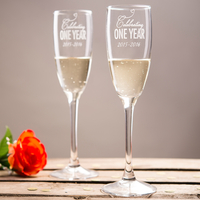 Personalised Set Of 2 Champagne Flutes - Celebrating One Year