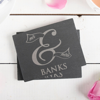 Personalised Set Of 2 Slate Coasters - Mr & Mrs