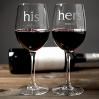 Personalised Set Of 2 Wine Glasses - His and Hers