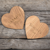 Personalised Set Of 2 Wooden Heart Coasters - Couple