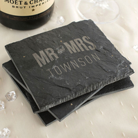 Personalised Set Of 4 Slate Coasters - Mr And Mrs