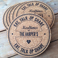 Personalised Set of 6 Cork Family Placemats