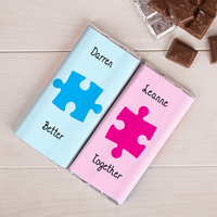 Personalised Set Of Two Chocolate Bars - Go Together Puzzle Pieces
