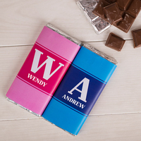 Personalised Set Of Two Chocolate Bars - His and Hers