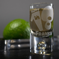 Personalised Shot Glass with Miniature - Happy 18th