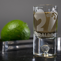 Personalised Shot Glass with Miniature - Happy 21st