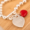 Personalised Silver Ball Bracelet With Red Heart - Twenty-One