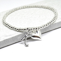 Personalised Silver Bracelet - Initial & Heart Charm