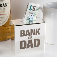 Personalised Silver Money Box - Bank Of Dad