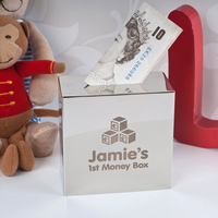 Personalised Silver Money Box - First Money Box