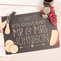 Personalised Slate Cheeseboard - Happy 10th Anniversary