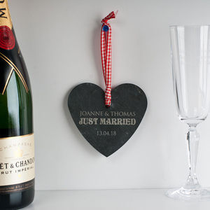 Personalised Slate Hanging Keepsake - Just Married