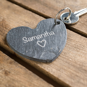 Personalised Slate Heart Keyring - Heart