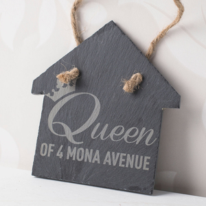 Personalised Small House Slate Keepsake - Queen Of The House