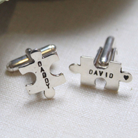 Personalised Sterling Silver Jigsaw Cufflinks