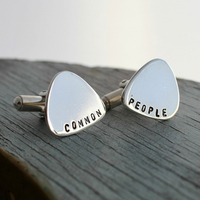 Personalised Sterling Silver Plectrum Cufflinks