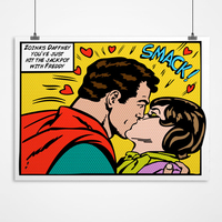 Personalised Super Kiss Comic Style Print