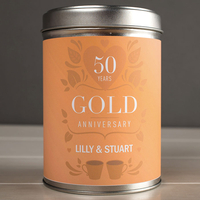 Personalised Tea Tin - Gold Anniversary
