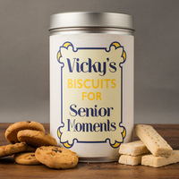 Personalised Tin With Biscuits - Senior Moments