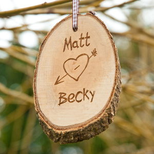 Personalised Tree Carving Hanging Wooden Keepsake