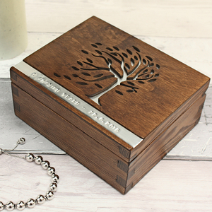 Personalised Tree Filigree Trinket Box - Three Colours