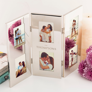 Personalised Triple Folding Silver Photo Frame