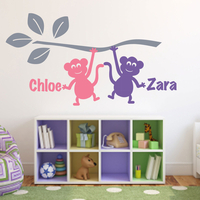 Personalised Wall Sticker Two Cheeky Monkeys