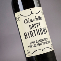 Personalised Wine - Happy Birthday Swirls
