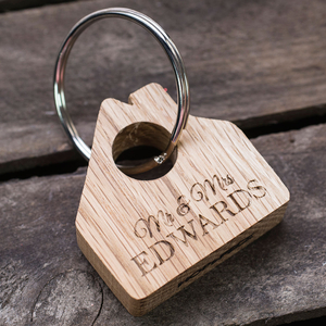Personalised Wooden Keyring - Mr & Mrs