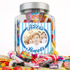 Photo Upload Retro Sweet Jar - Blue Stripes