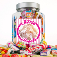 Photo Upload Retro Sweet Jar - Pink Stripes