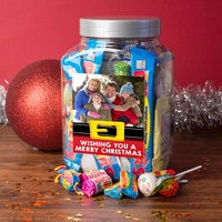 Photo Upload Retro Sweet Jar - Santa Belt