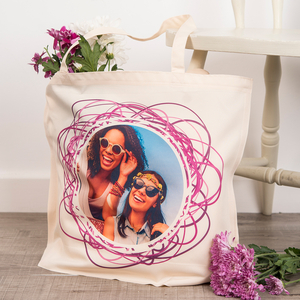 Photo Upload Tote Bag - Purple Scribble