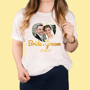 Photo Upload White T-Shirt - Bride and Groom