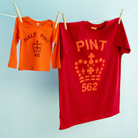 Pint & Half Pint T-Shirts - Red & Orange