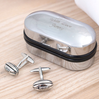 Rugby Cufflinks In Personalised Box