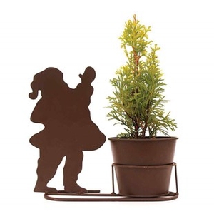 Home Father Christmas Silhouette Pot with Plant