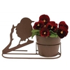 Home Robin Silhouette Pot with Pansies
