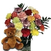 Mothers Day Mixed Carnations 20 Stems + Teddy